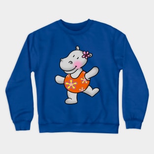 cute hippo swimmer Crewneck Sweatshirt